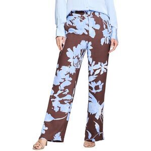Nic+Zoe Womens Cloud Blossom Eliot Wide Leg Pant, Brown
